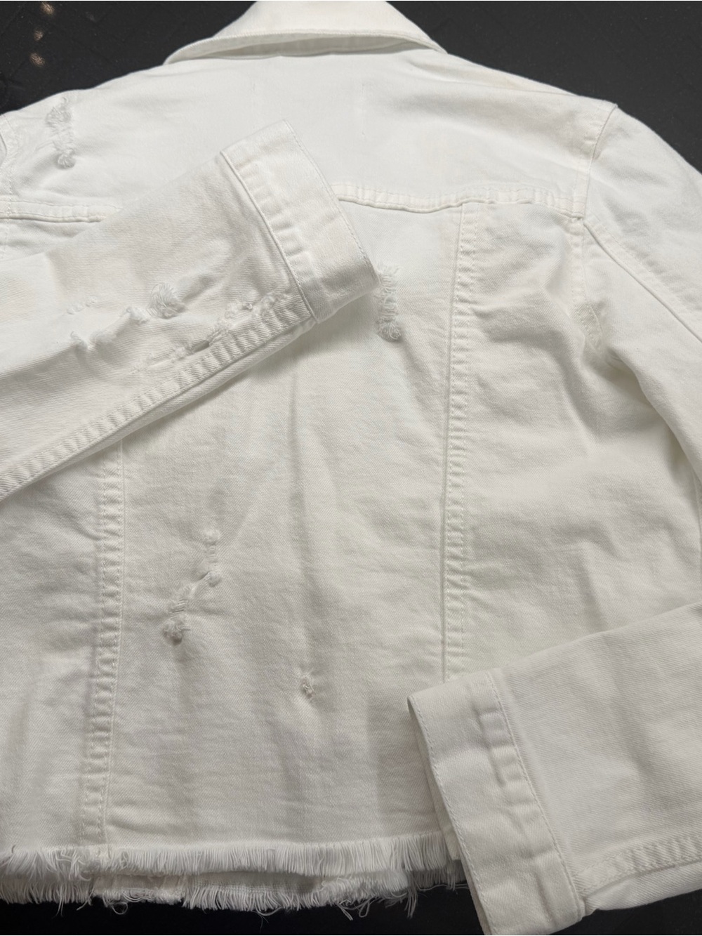 Pistola White Distressed Cropped Denim Jacket w/Frayed Hem Small Great condition - Picture 6 of 9
